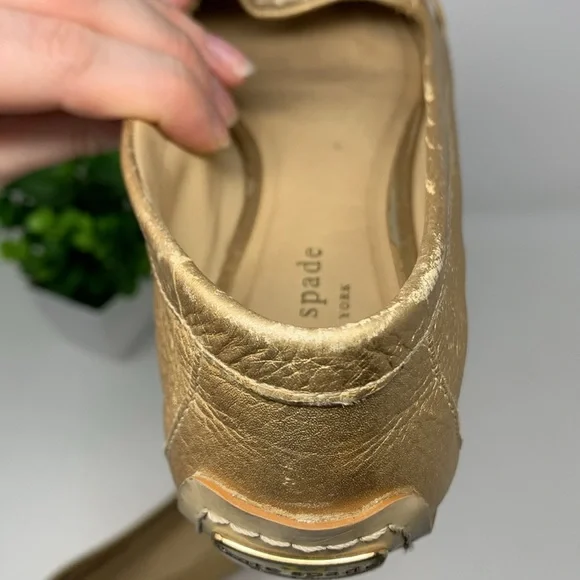 Kate Spade Gold Woven Loafers Size 7 - Picture 15 of 16